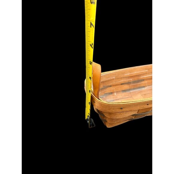 VINTAGE 1991 LONGABERGER 12" BREAD BASKET Leather Handles, Protector Signed - Picture 11 of 12